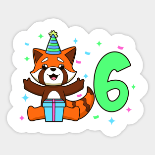 I am 6 with red panda - kids birthday 6 years old Sticker